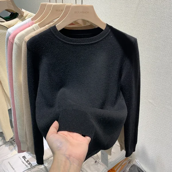 O Neck Winter Sweater For Women Thicken Slim Soft Knitted Tops Plus Velvet Long Sleeve Pullover Casual Warm Malhas Jerseys 5