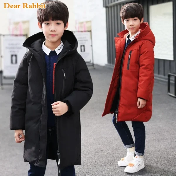 -30 degree children clothing boy clothes warm winter down cotton jacket Hooded coat Teen thicken outerwear kids waterproof parka 2