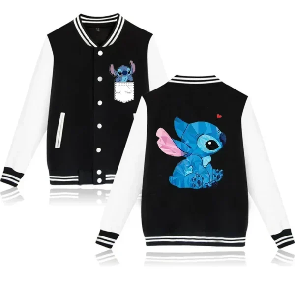 Gothic Y2k Disney Hoodie Lilo Stitch Baseball Jacket Women Sweatshirt Christmas kawaii Jackets Streetwear Loose College Coats 2