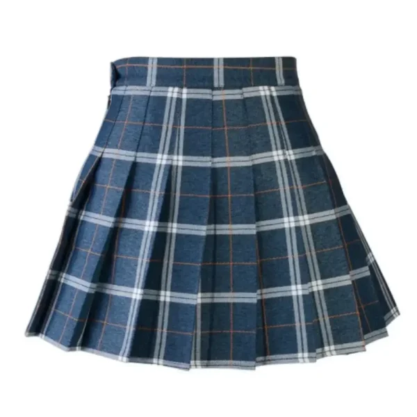 Women Casual Plaid Skirt Girls High Waist Pleated A-line Fashion Uniform Skirt With Inner Shorts 3