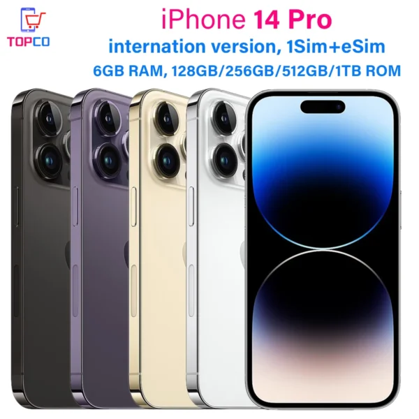 Apple iPhone 14 Pro 128/256/512GB ROM 6GB RAM 1SIM+1eSIM 6.1" OLED Face ID NFC A15 Unlocked Original 5G 98% New Smartphone 1