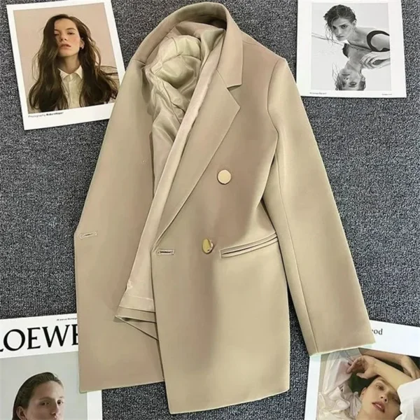 Spring Autumn High Quality Long Sleeve Female Blazer Double Button Jacket Ladies Business Work Wear Formal Coat Women Outerwea 5