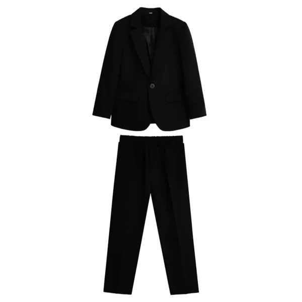 Kids Solid Blazer Jacket Pants Suits Boys Tuxedo Formal Dress Clothes Sets Children Fashion British Costume Teenage Leisure Suit 5