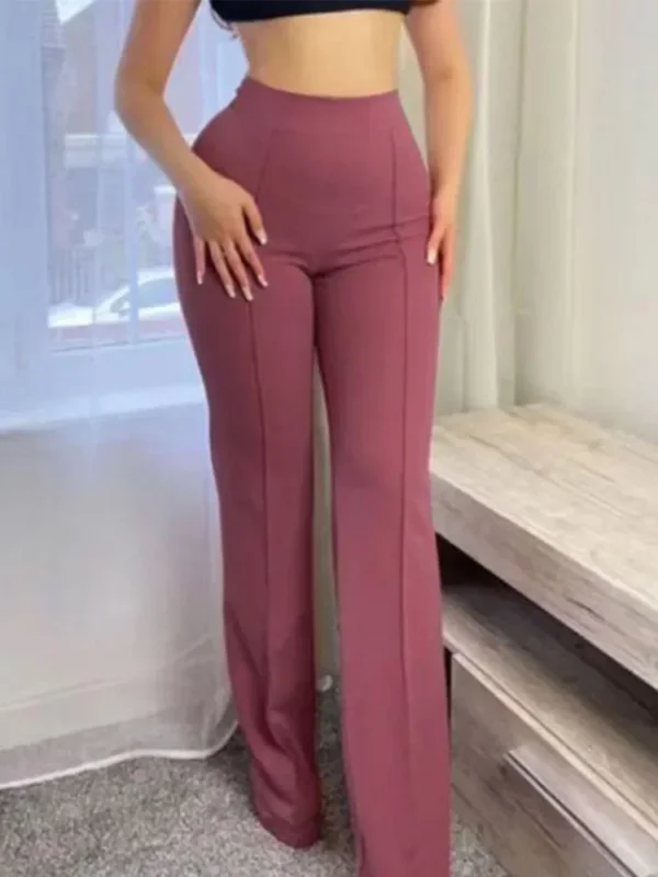 Fashion Solid Slim Flared Pants Women High Waist OL Ladies Career Long Trousers Female Fall  Chic Dropping Bell-Bottom Pants 6