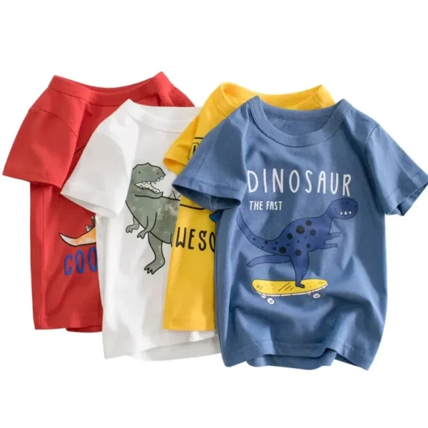 2024 Kids Shirts Dinosaur Printed Cartoon T Shirt for Boys Summer Animal Printing Boy T Shirt Tops Tees Children Clothes 1