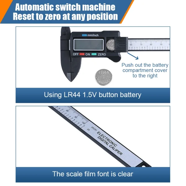 100/150mm Electronic Digital Caliper 6Inch Vernier Caliper Gauge Micrometer Measuring Tool Pachometer Digital Ruler with Battery 5