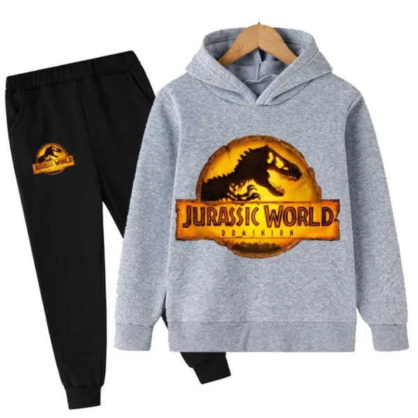 Children Dinosaur Hoodies Pants Set Boys Girls Jurassic World Dominion Sweatshirts Hooded Kids Fashion Pullovers Clothes Suit 4