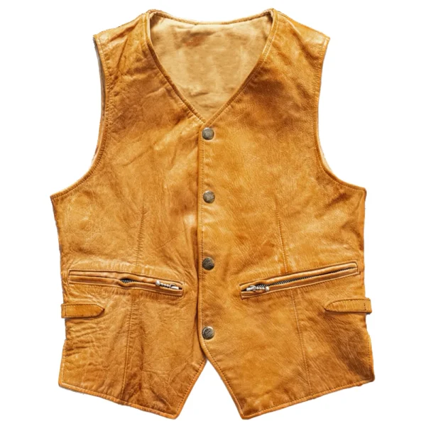 Italian Designer Sheepskin Man's Vest Summer Style Genuine Leather Vest Casual Fashion Gold Black Color Camisole Waistcoat Autos 1