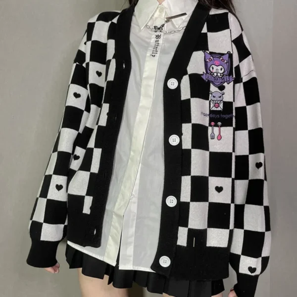 Sanrio Y2k Cinnamoroll Kawaii Cardigan Women Kuromi Melody Korean Fashion Sweater Female Preppy Style Long Knit Top Clothes 2023 6