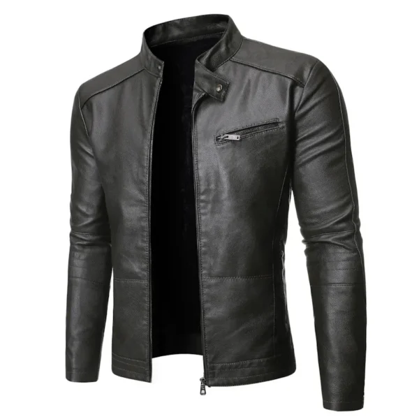 2024 Male Casual New Spring and Autumn Men's Jacket Fashion Trend Korean Slim Fit Casual Men's Leather Jacket Motorcycle Jacket 5