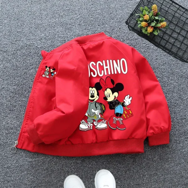 New Spring Baby Boys Girls Jacket Fashion Cartoon Mickey Minnie Mouse Print Outerwear for Kids Clothes Children Windbreaker Coat 4