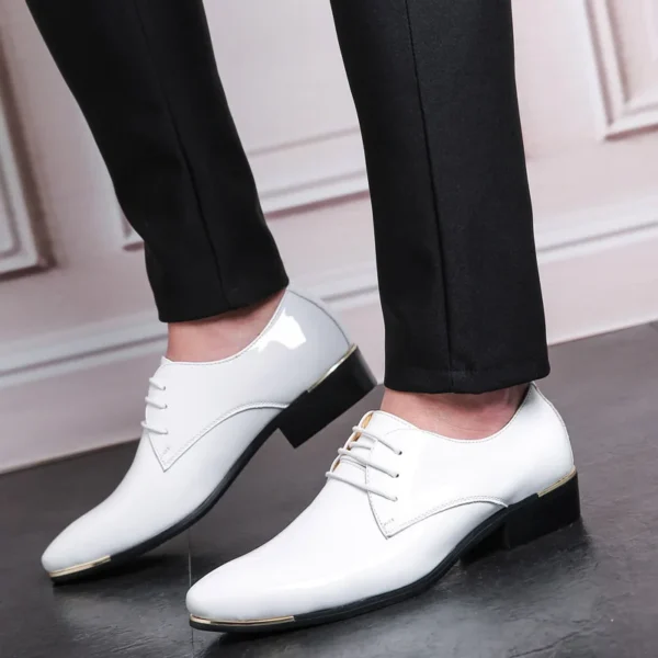 2022 Brand Newly Men's Quality Patent Leather Shoes Men Wedding Shoes Size 38-48 Black White Soft Man Dress Leather Casual Shoes 6