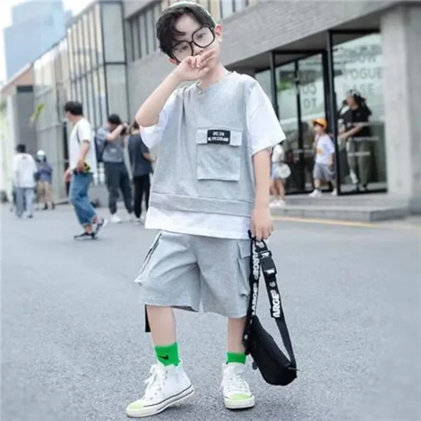 Children Summer Boys Clothes Set T shirt + Pants Casual Sports Suits Kids Clothing Tracksuit Teen Outfit 4 6 8 9 10 12 Years 4