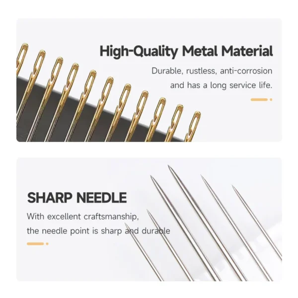 12PCS Sewing Needles Multi-size Side Opening Stainless Steel Darning Sewing Household Hand Tools 6