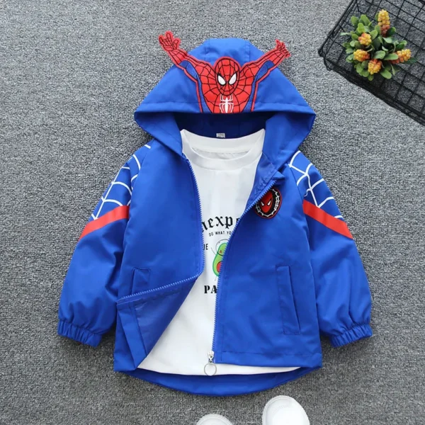 Children's Hooded Coat Boys' Baby Spring Clothes 2022 New Hero Spiderman Handsome Charge Jacket 2