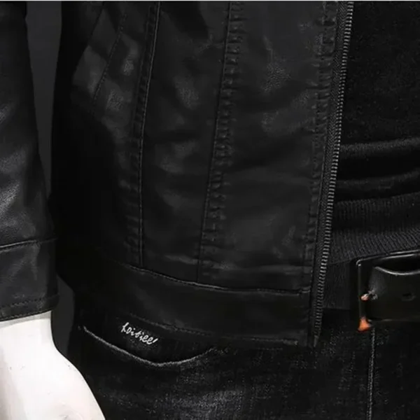 Spring and Autumn New Men's Jackets Fashionable and Trendy Korean Version Slim Fit Casual Men's Leather Jacket Motorcycle Coat 6