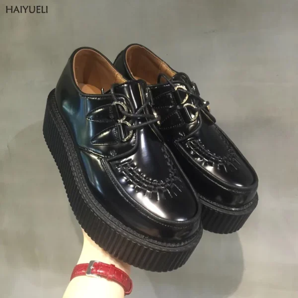 Black Harajuku Shoes Classic Lace UP High Platform Creepers Fashion Harajuku Punk Shoes Women's Casual Shoes Platform Shoes 6