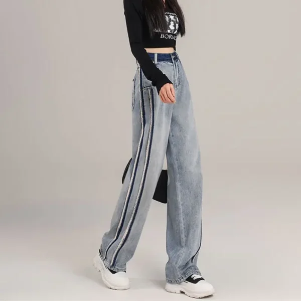 2024 Spring/Summer New High Waist Wide Leg Jeans Women's Loose and Slim Fashion Straight Leg Pants Trendy 4