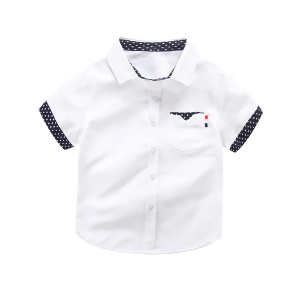 Boys Hot Sale Shirts Children Fashion Solid Cotton Short-sleeved Boys Shirts For 2-14Age kids Blouses clothes Baby Shirts Tops 5