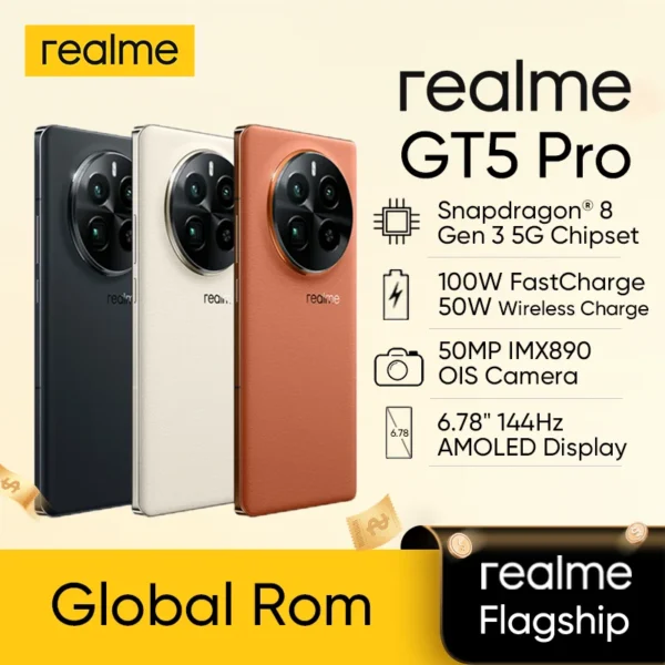 Unlocked GLobal ROM realme GT5 Pro 5G Smartphone Android Cellphones SnapDragon 8 Gen 3 16GB+1TB Wireless Charge NFC GT 5 Pro 1