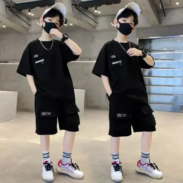 Children's Clothing Boys Children's Top and Bottom Clothes Sets 5 6 7 8 9 10 11 12 13 14 15 Years Baby Summer Clothes Tracksuit 2