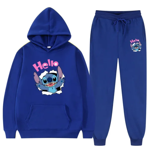 2023 Hello Hip Hop Suit Fashion Sports Hoodie Disney Lilo & Stitch Film Leisure Sportswear Autumn/Winter Set  For Men Women 1