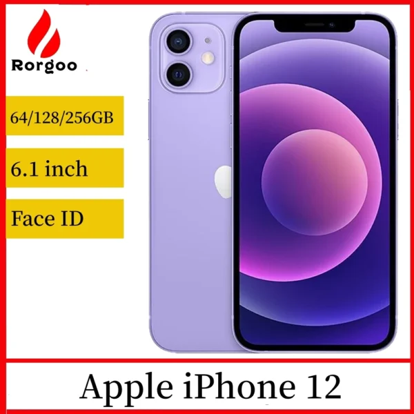 Apple iPhone 12 64GB/128GB/256GB ROM Unlocked Mobile phone Face ID 6.1" OLED Screen A14 Bionic chip 12MP Camera 12 5G Smartphone 1