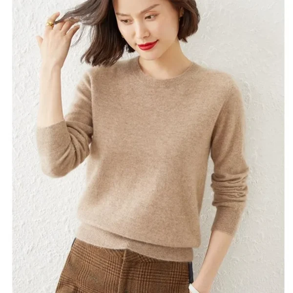 High Quality Pure Colors Spring Autumn Winter European Style Women Fashion Pullovers Knitted Cashmere Wool Sweater Lady Big Size 1