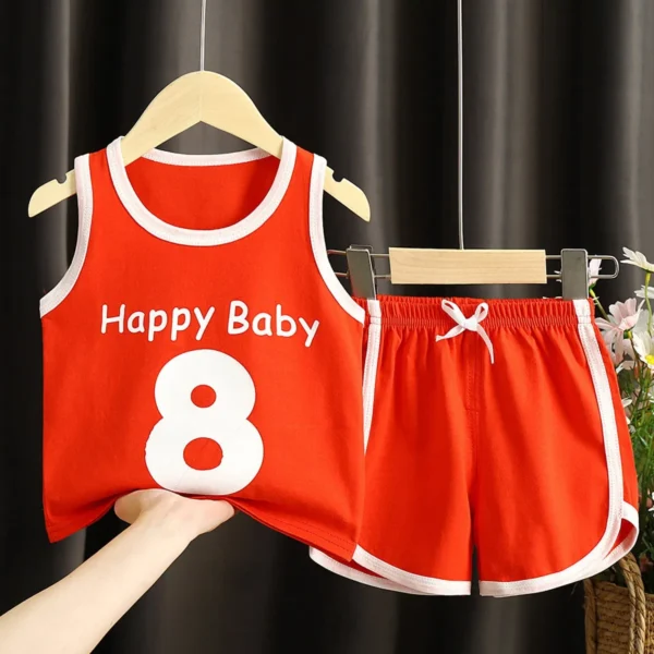 Children's Tracksuit Summer Kids Clothes Boys Sleeveless Tops + Shorts Suit Fashion Boys Vest 2 Piece Set 1-6 Year Old 3