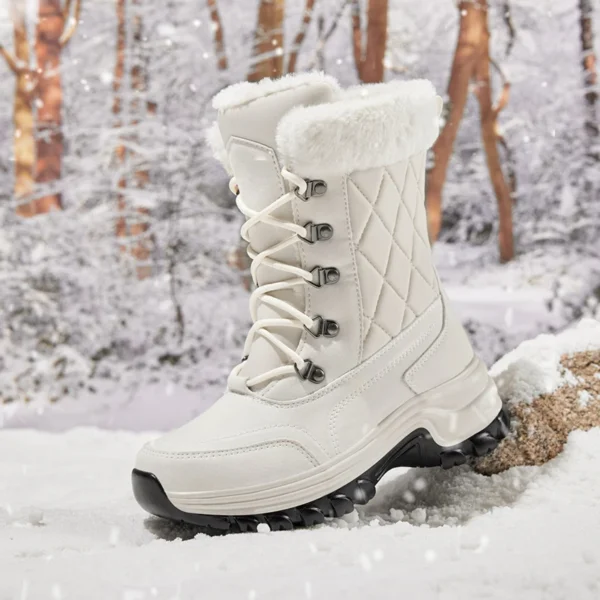 New Winter Women Boots High Quality Warm Snow Boots Lace-up Comfortable Ankle Boots Outdoor Waterproof Hiking Boots Size 36-42 2