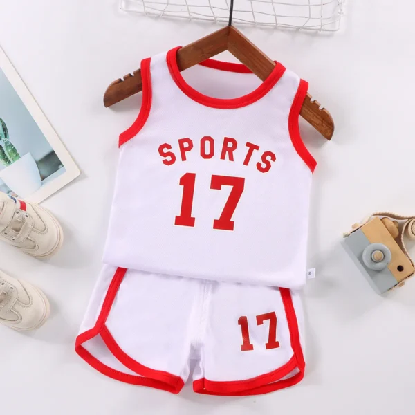 Summer Children's Clothing Sets Cotton Casual Baby Boys Girls Sleeveless T-shirts+shorts 2-piece Suit For 1 2 3 4 5 6 Years Old 5