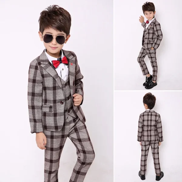 2019 Spring Flower Boys Formal Blazer Clothing Set Kids Jacket Vest Pants 3Pcs Wedding Tuxedo Suit Children Birthday Costume 3