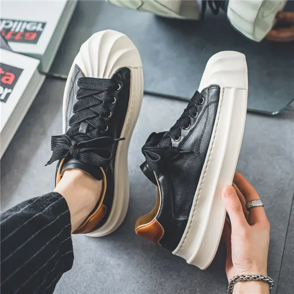 Fashion Brown Shell Toe Shoes Men 2023 Designer Low Leather Sneakers Men Breathable Mens Vulcanized Shoes zapatillas de hombre 5