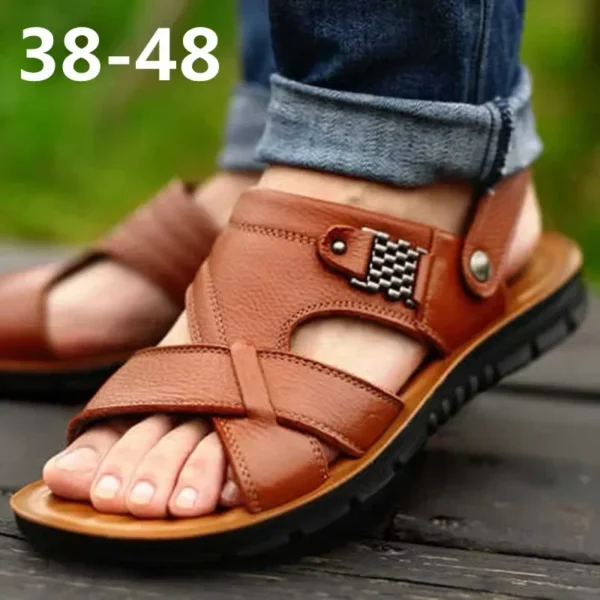 Men Sandals  Male Leather Sandals Classic Men Slippers Beach Shoes for Men Comfortable Walking Roman Sandalias Big Size 48 1