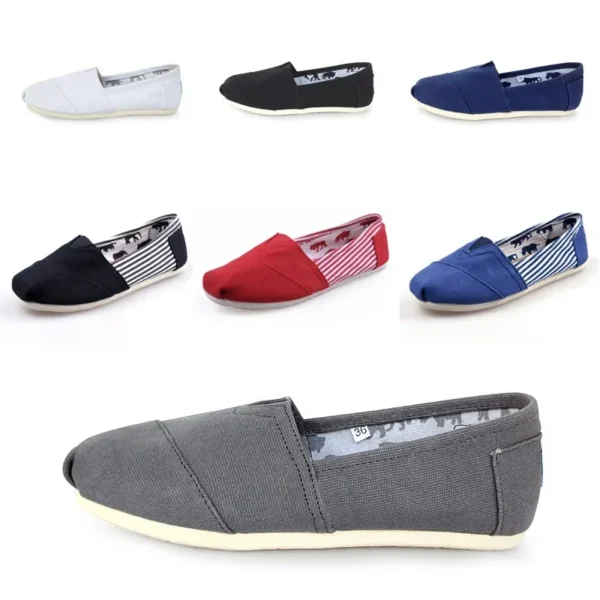 Men and Women Shoes Large Size 35-45 Breathable Flat Canvas Flat Shoes Solid Color Soft Leather Linen Shoe 1