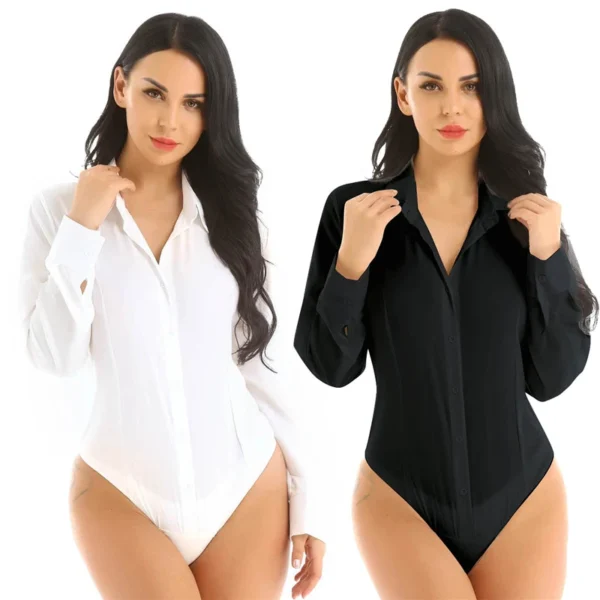 Office Lady Work White Blouses Shirts Long Sleeve OL Shirt Bodysuit Women's Clothing Lady Turn Down Collar Business Work Tops 2