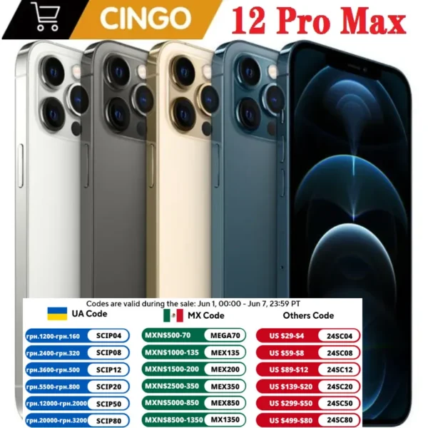 Original Unlocked iPhone 12 Pro Max 6.7" 6G RAM 128GB/256GB/512GB ROM 5G Smartphone Face ID IOS A14 Bionic Chip 1