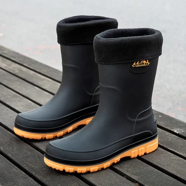 Men's Work Safety Shoes Men's Rain Boots Non-slip Water Shoes Mid-calf Boots Waterproof Rubber Shoes Fishing Shoe 6