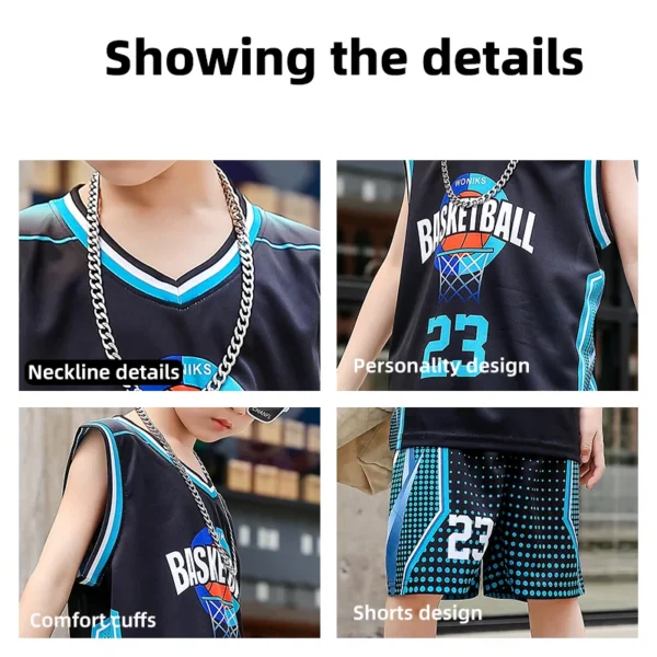 Child Quick-drying Basketball Jersey Suit Boy and Girls Shirt Sportswear Tracksuit Kids Team Training Uniform Children Clothings 4