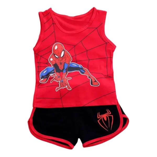 Baby Boys Summer Clothes Sets Infant Kids Cartoon Spiderman Cotton Sleeveless T-shirt Vest+Shorts 2Pcs Suit Children's Wear 2-7Y 6