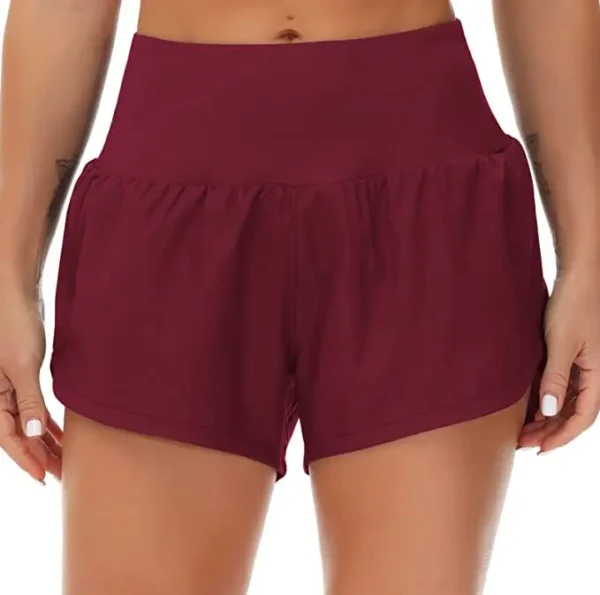 Women's Running Shorts, Two-piece with Zippered Pockets, High Waisted Yoga Quick Drying Pants 4