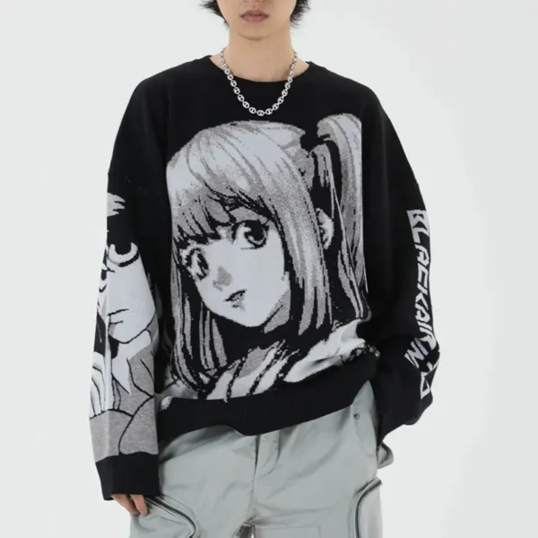 Japanes Anime Loose Sweater Amane Sweater Cosplay Costumes Misa Sweatshirts Harajuku Knit Oversize Tops Uniform Streetwear 2