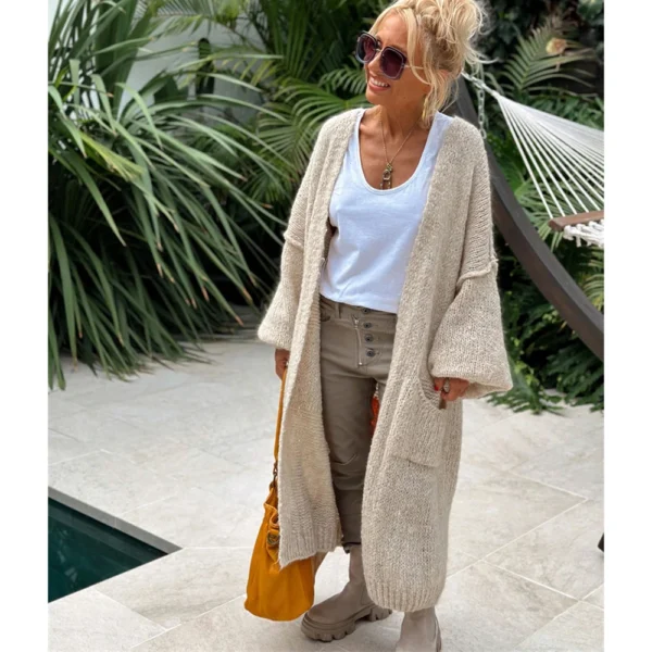 Knitted Cardigan Women Striped Patchwork 2023 Elegant Loose Long Outerwear Y2k Sweater Coat Soft Cover Up Fashon Streetwear 4