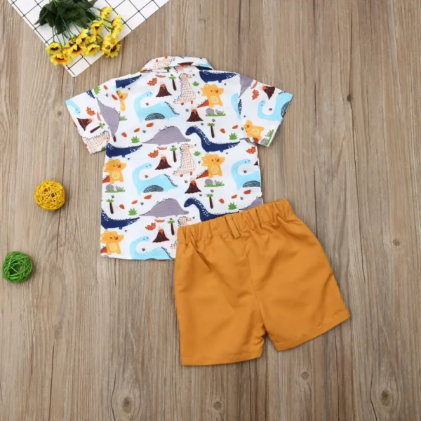 2024 Baby Summer Clothing Toddler Kids Baby Boys Tops T-shirt Colorful Dinosaur Shorts Bottoms 2Pcs Outfits Clothes 1-6T 6