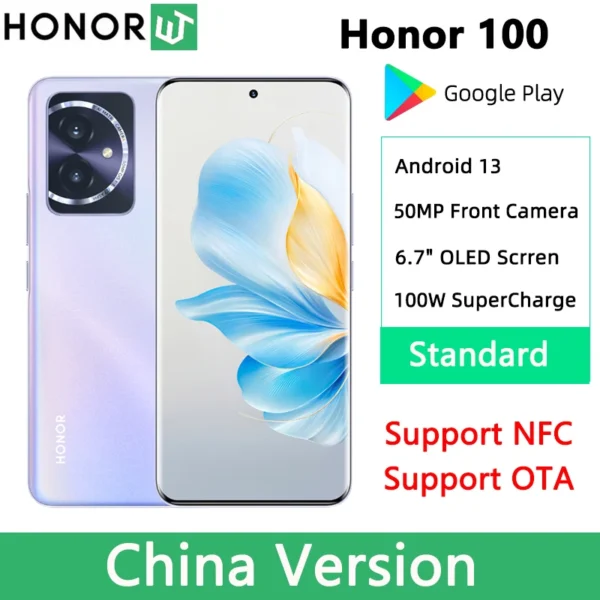 HONOR 100 5G Smartphone 6.7'' OLED Curved Screen Snapdragon 7 Gen3 Octa Core 50MP Triple Cameras 100W SuperCharge Mobile Phone 1