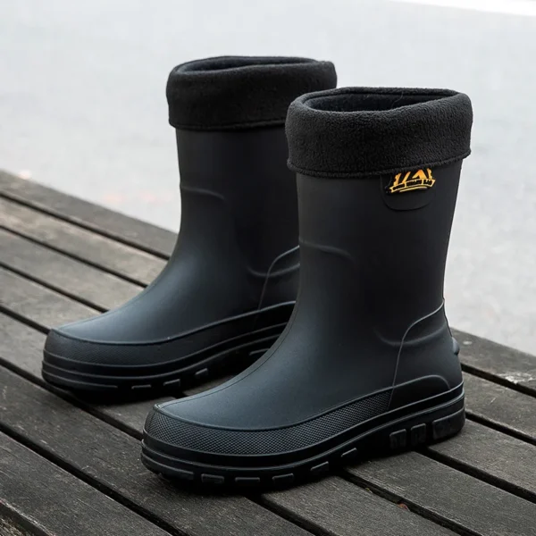 Men's Work Safety Shoes Men's Rain Boots Non-slip Water Shoes Mid-calf Boots Waterproof Rubber Shoes Fishing Shoe 4