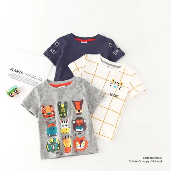 2023 Summer Novelty New 2 3 4 5 6 8 9 10 Years Children'S Clothing Cotton Tees Cartoon Animal Short Sleeve T-Shirt For Kids Boy 2