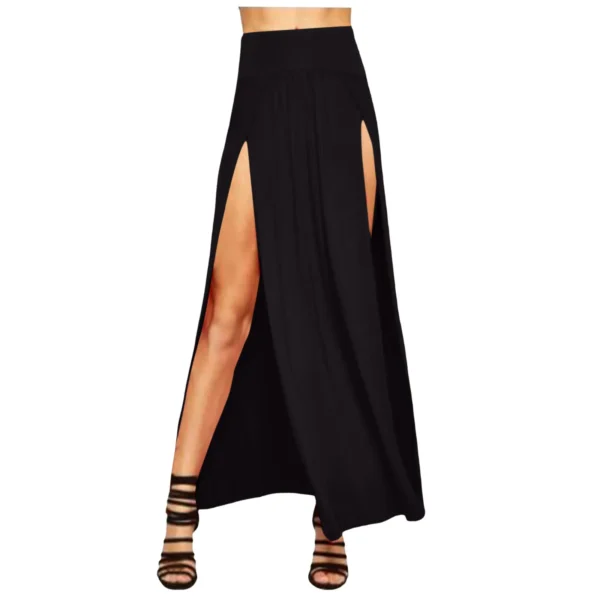 Skirts for Women Womens Double Split Maxi Long Skirt Ladies Plain Basic Two Side Slit 4 22 Short Leather Skirt 4