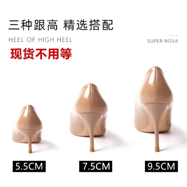 Pointed Toe Stiletto Ladies High-heeled Shoes Flesh Color Black Sexy Nightclub Shoes White Dignified Royal Sister Style Shoes 2