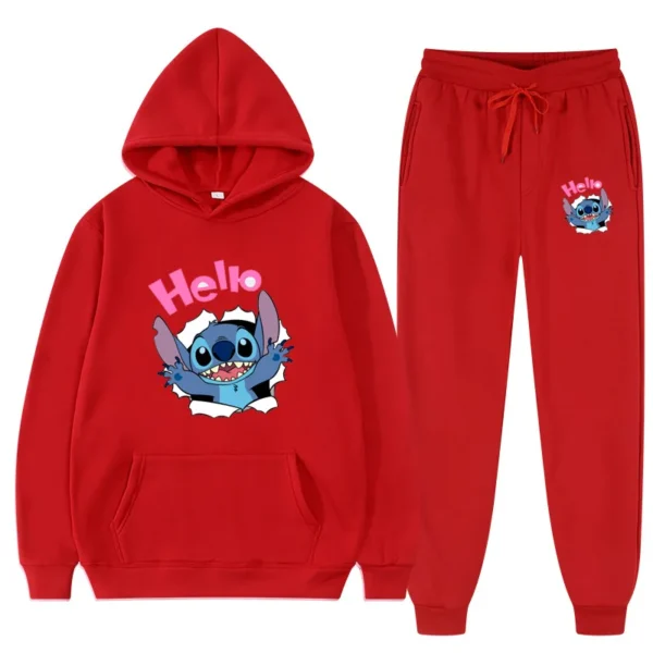 2023 Hello Hip Hop Suit Fashion Sports Hoodie Disney Lilo & Stitch Film Leisure Sportswear Autumn/Winter Set  For Men Women 5